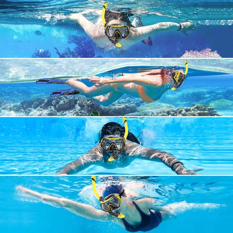 SOLAVA Snorkeling Gear for Adults, Snorkel Set Scuba Diving mask Dry-Top, Adult Swimming Goggles with Nose Cover, HD Tempered Glass Panoramic Anti-Leak Anti-Fog - Image 5